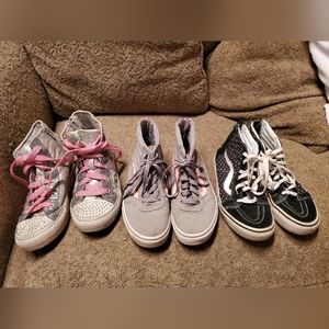 Girls Shoes 3 Pair Bundle Vans & Twinkle Toes Sketchers Size 3